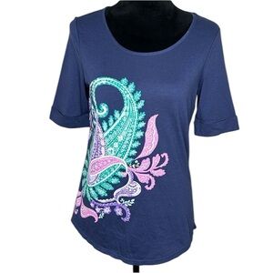 Ellen Tracy NWT Rainbow Paisley Top S